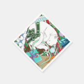 White Christmas Cat Serviette (Ecke)