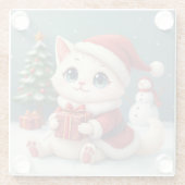 White Christmas Cat Untersetzer (Rückseite)