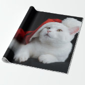 White Christmas Cat Wrapping Paper Geschenkpapier (Ungerollt)