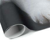 White Christmas Cat Wrapping Paper Geschenkpapier (Rolleneckpunkt)