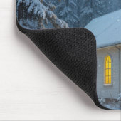 White Christmas Chapel In Winter Pines Mousepad (Ecke)