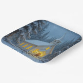 White Christmas Chapel In Winter Pines Pappteller (Gewinkelt)