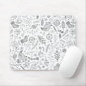 White Christmas Doodles Mousepad (Mit Mouse)