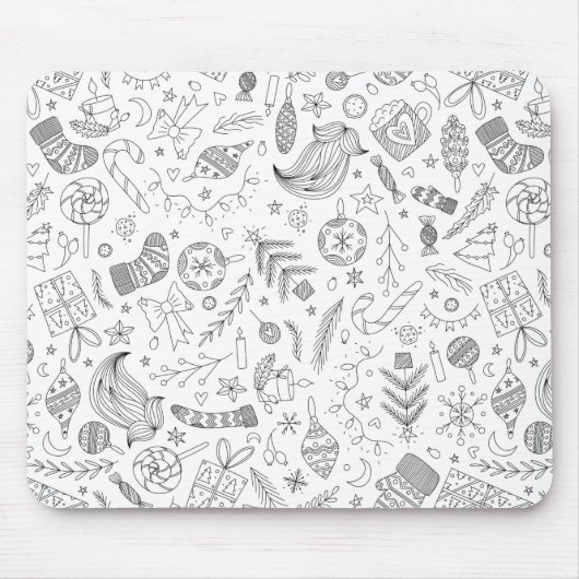 White Christmas Doodles Mousepad (Vorne)