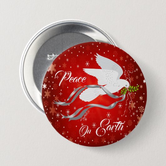 White Christmas Dove Button (Vorne & Hinten)