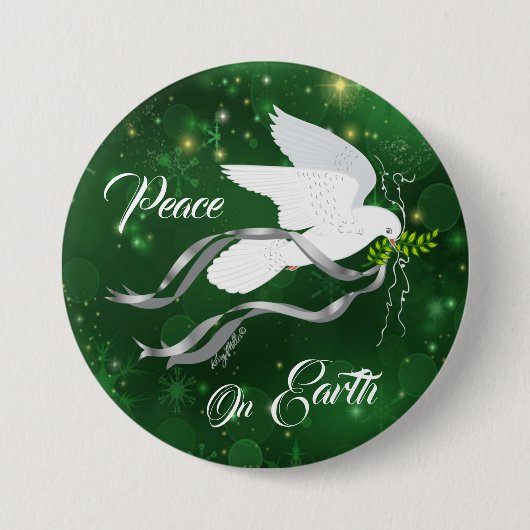 White Christmas Dove Button (Vorderseite)