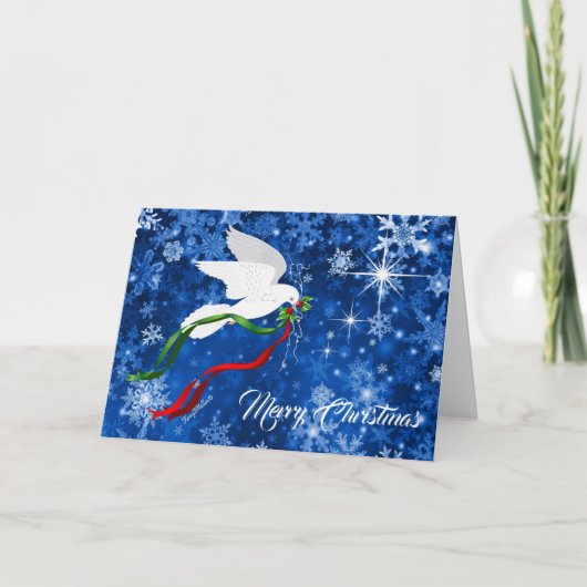 White Christmas Dove Holiday Card Feiertagskarte (Vorderseite)