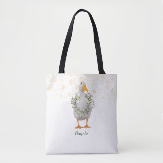 White Christmas Duck Tote Bag Tasche (Vorderseite)