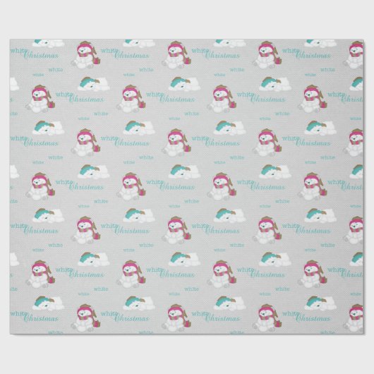 White Christmas Eisbären Geschenkpapier (Flach)