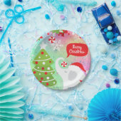 White Christmas Elephant Square Pappteller (Party)