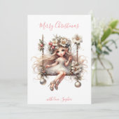 White Christmas Fairy Feiertagskarte (Stehend Vorderseite)