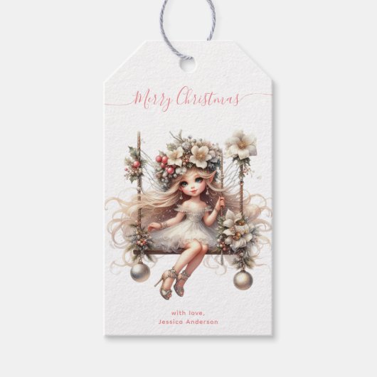 White Christmas Fairy Geschenkanhänger (Vorderseite)