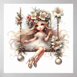 White Christmas Fairy Poster