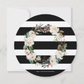 White Christmas Flowers Wreath & Stripes Pattern Einladung (Rückseite)