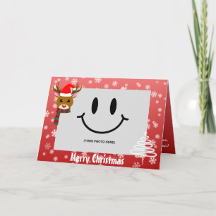 White Christmas Foto Rudolph Red Nosed Reindeer Karte