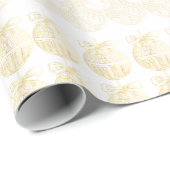 White Christmas Gift Wrap with Gold Ornaments Geschenkpapier (Rolleneckpunkt)