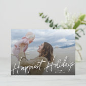 White Christmas Happy Holiday Foto Feiertagskarte (Stehend Vorderseite)