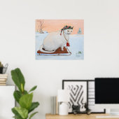 White Christmas Holiday Cat in Snow Wall Art Poster (Heimbüro)