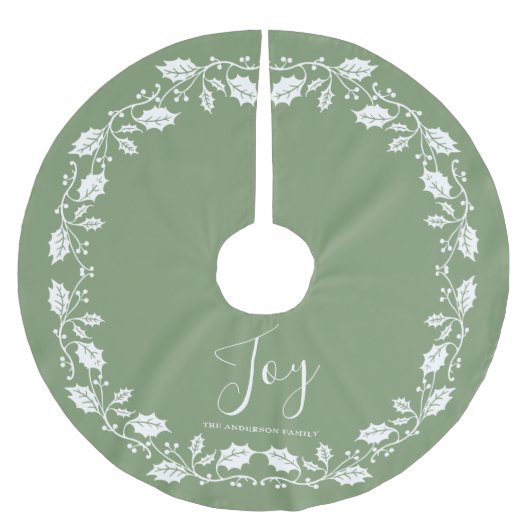 White Christmas Holly Joy Light Green Polyester Weihnachtsbaumdecke (Vorderseite)