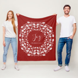 White Christmas Holly Joy | Personalisiert Rot Fleecedecke