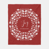 White Christmas Holly Joy | Personalisiert Rot Fleecedecke (Vorderseite)