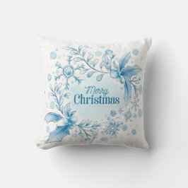 White Christmas Holly Snowflakes Kissen