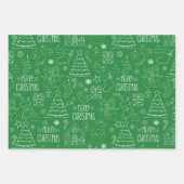 White Christmas Kontur auf Office Green Geschenkpapier Set (Vorderseite 2)