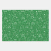 White Christmas Kontur auf Office Green Geschenkpapier Set (Vorderseite)