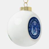 White Christmas Midnight Blue Ornaments Keramik Kugel-Ornament (Links)