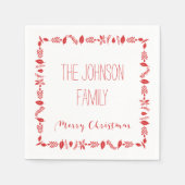 White Christmas Paper Napkins mit roten Blätter Serviette (Vorderseite)