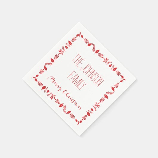 White Christmas Paper Napkins mit roten Blätter Serviette (Ecke)
