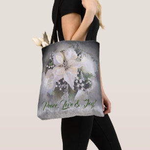 White Christmas Poinsettia Tasche