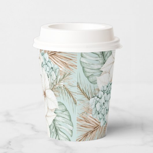 White Christmas Poinsettia | Winter Beach Hochzeit Pappbecher (Rechts)
