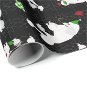 White Christmas Poodles Black Geschenkpapier (Rolleneckpunkt)