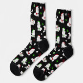 White Christmas Poodles Black Socken (Linkes Detail)