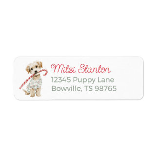 White Christmas Puppy in a Scarf address label
