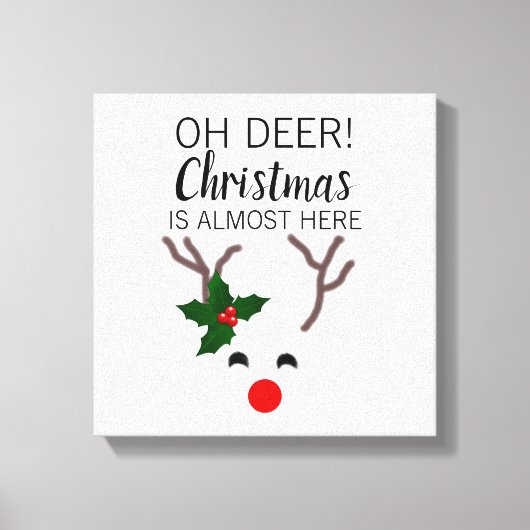 White Christmas Red Nose Reindeer Funny Quote Leinwanddruck (Vorderseite)
