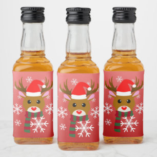 White Christmas Rudolph, der Rotnasen-Rentier Alkoholflaschenetikett