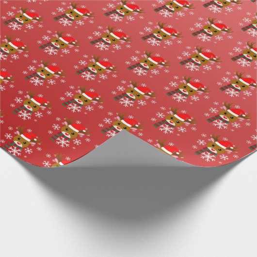 White Christmas Rudolph, der Rotnasen-Rentier Geschenkpapier (Ecke)