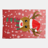 White Christmas Rudolph, der Rotnasen-Rentier Geschirrtuch (Horizontal)