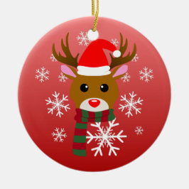 White Christmas Rudolph, der Rotnasen-Rentier Keramik Ornament