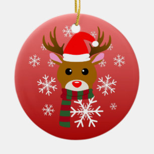 White Christmas Rudolph, der Rotnasen-Rentier Keramik Ornament