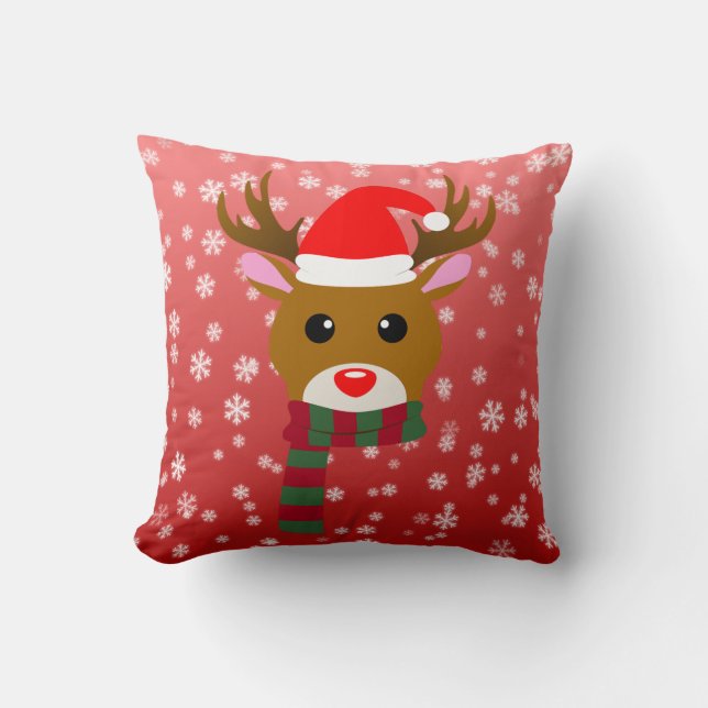White Christmas Rudolph, der Rotnasen-Rentier Kissen (Vorderseite)