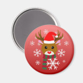 White Christmas Rudolph, der Rotnasen-Rentier Magnet (Vorderseite/Rückseite)