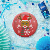 White Christmas Rudolph, der Rotnasen-Rentier Pappteller (Party)