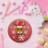 White Christmas Rudolph, der Rotnasen-Rentier Pappteller (Party)