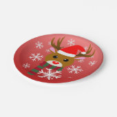 White Christmas Rudolph, der Rotnasen-Rentier Pappteller (Schrägansicht)