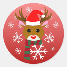 White Christmas Rudolph, der Rotnasen-Rentier Runder Aufkleber