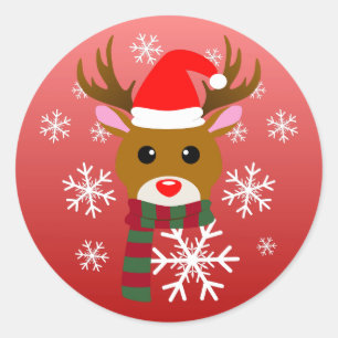 White Christmas Rudolph, der Rotnasen-Rentier Runder Aufkleber