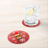 White Christmas Rudolph, der Rotnasen-Rentier Runder Pappuntersetzer (Vor Ort)